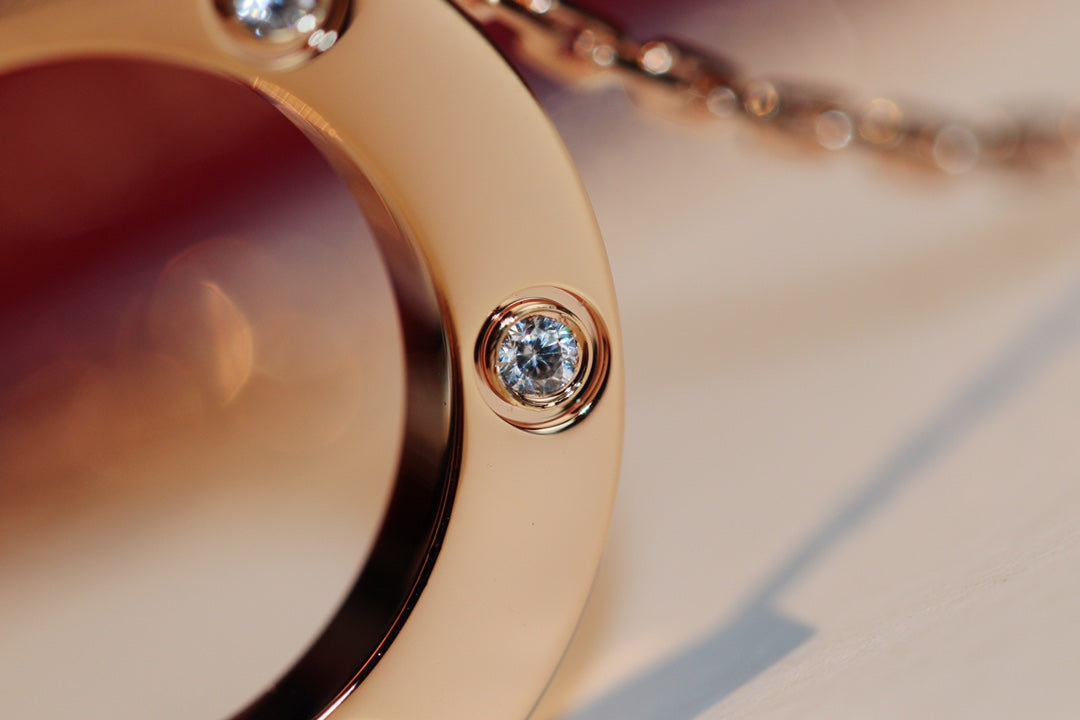 [Gaonasi]LOVE NECKLACE 16MM 6 DIAMONDS PINK GOLD