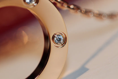 [Gaonasi]LOVE NECKLACE 16MM 6 DIAMONDS PINK GOLD