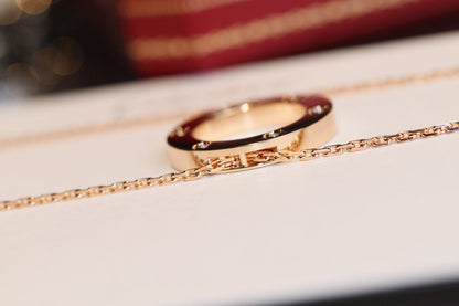 [Gaonasi]LOVE NECKLACE 16MM 6 DIAMONDS PINK GOLD