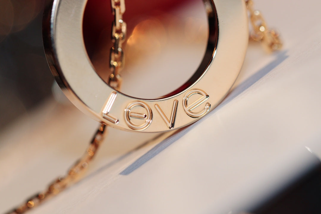 [Gaonasi]LOVE NECKLACE 16MM 6 DIAMONDS PINK GOLD