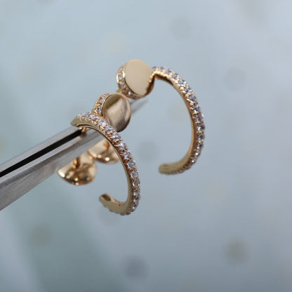 [Gaonasi]JUSTE EARRINGS 12.75MM PINK GOLD DIAMOND