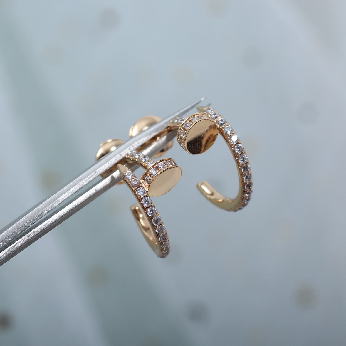 [Gaonasi]JUSTE EARRINGS 12.75MM PINK GOLD DIAMOND