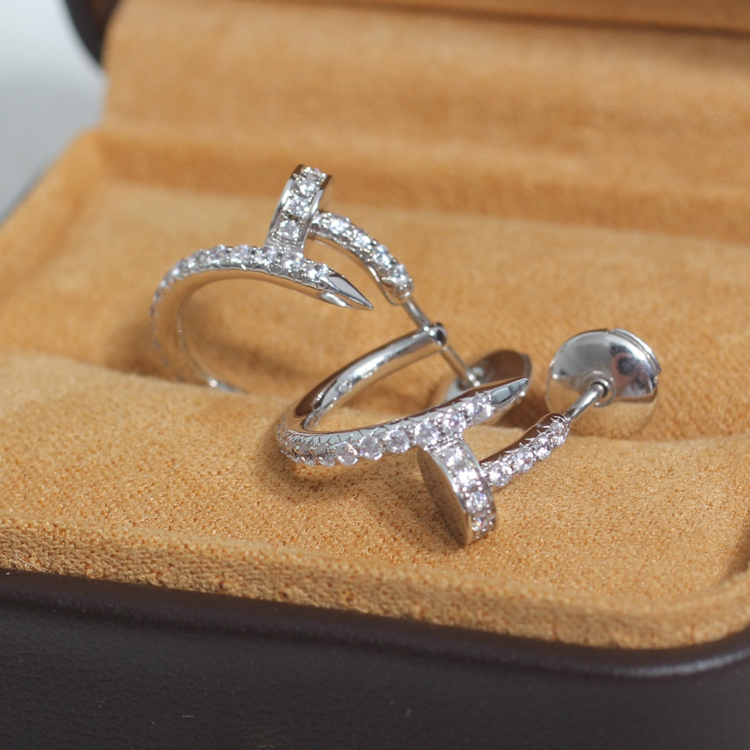 [Gaonasi]JUSTE EARRINGS 12.75MM SILVER DIAMOND