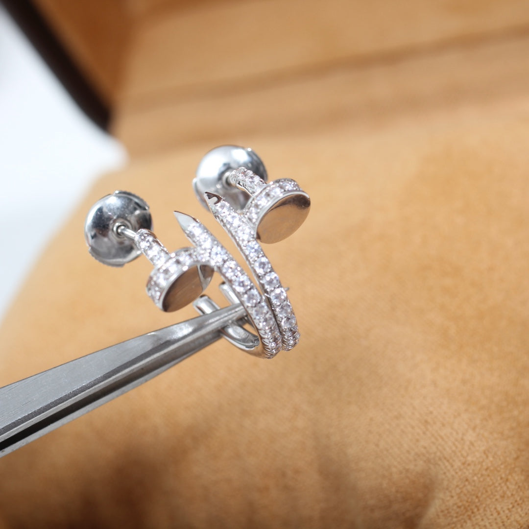 [Gaonasi]JUSTE EARRINGS 12.75MM SILVER DIAMOND