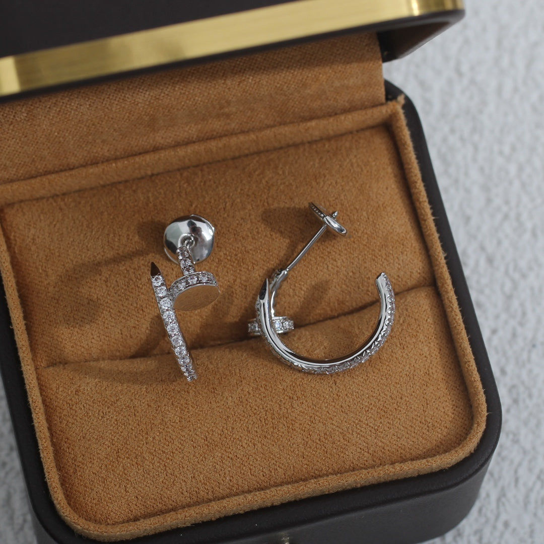 [Gaonasi]JUSTE EARRINGS 12.75MM SILVER DIAMOND