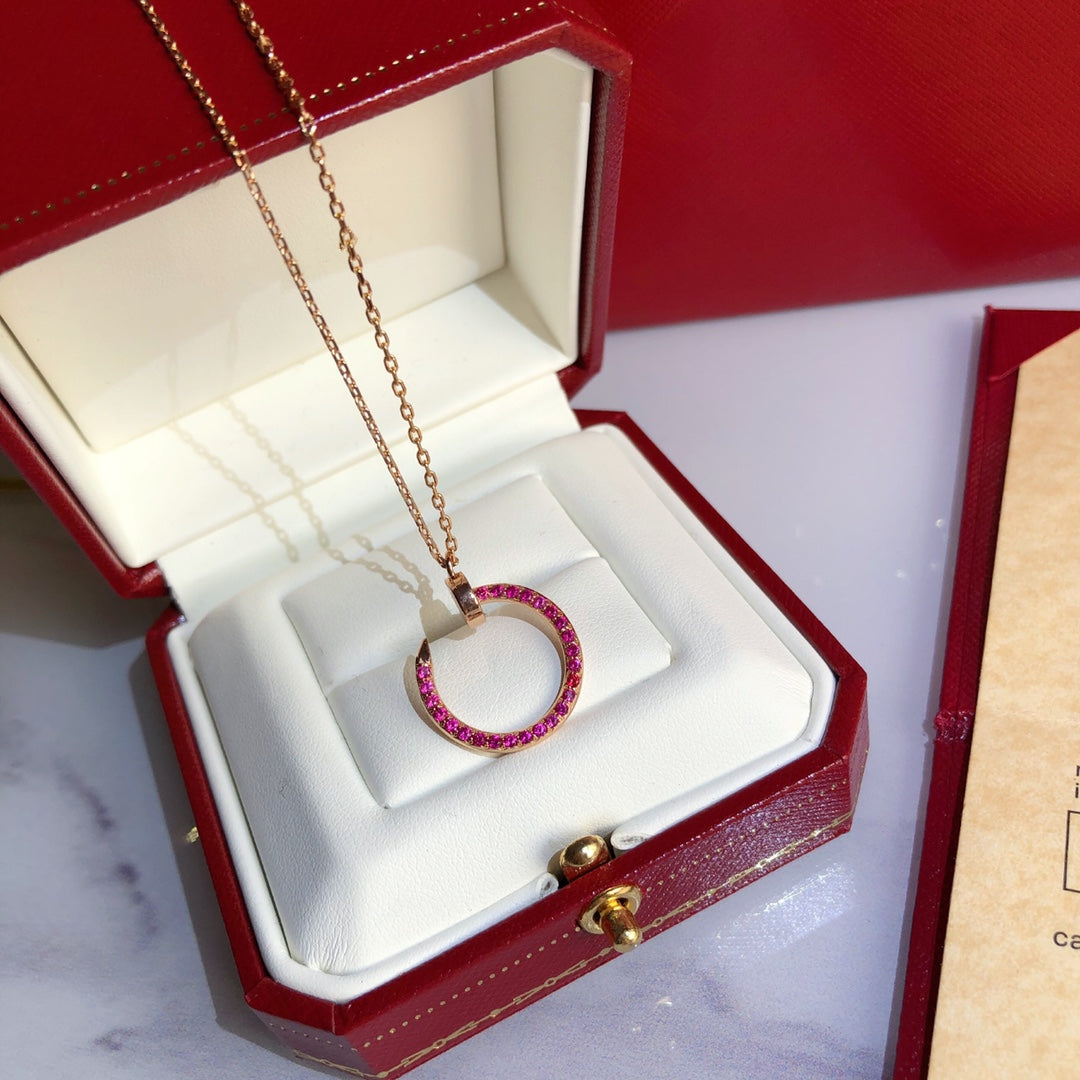 [Gaonasi]JUSTE NECKLACE GOLD RED DIAMONDS