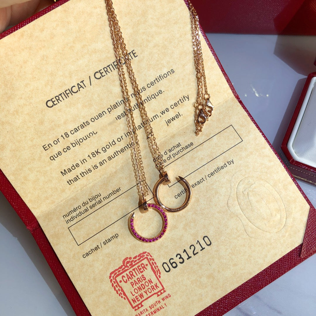 [Gaonasi]JUSTE NECKLACE GOLD RED DIAMONDS