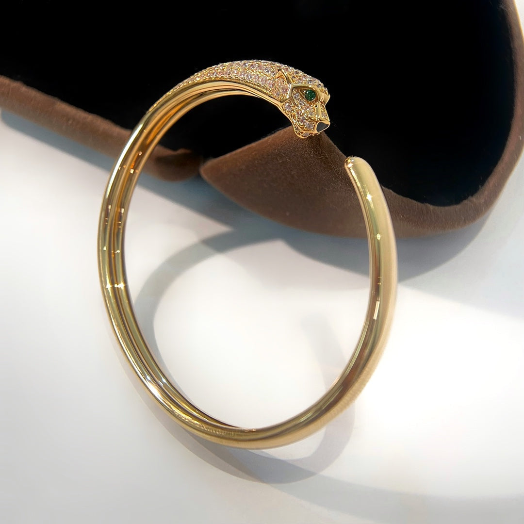 [Gaonasi]PANTHERE GOLD DIAMOND OPEN BRACELET
