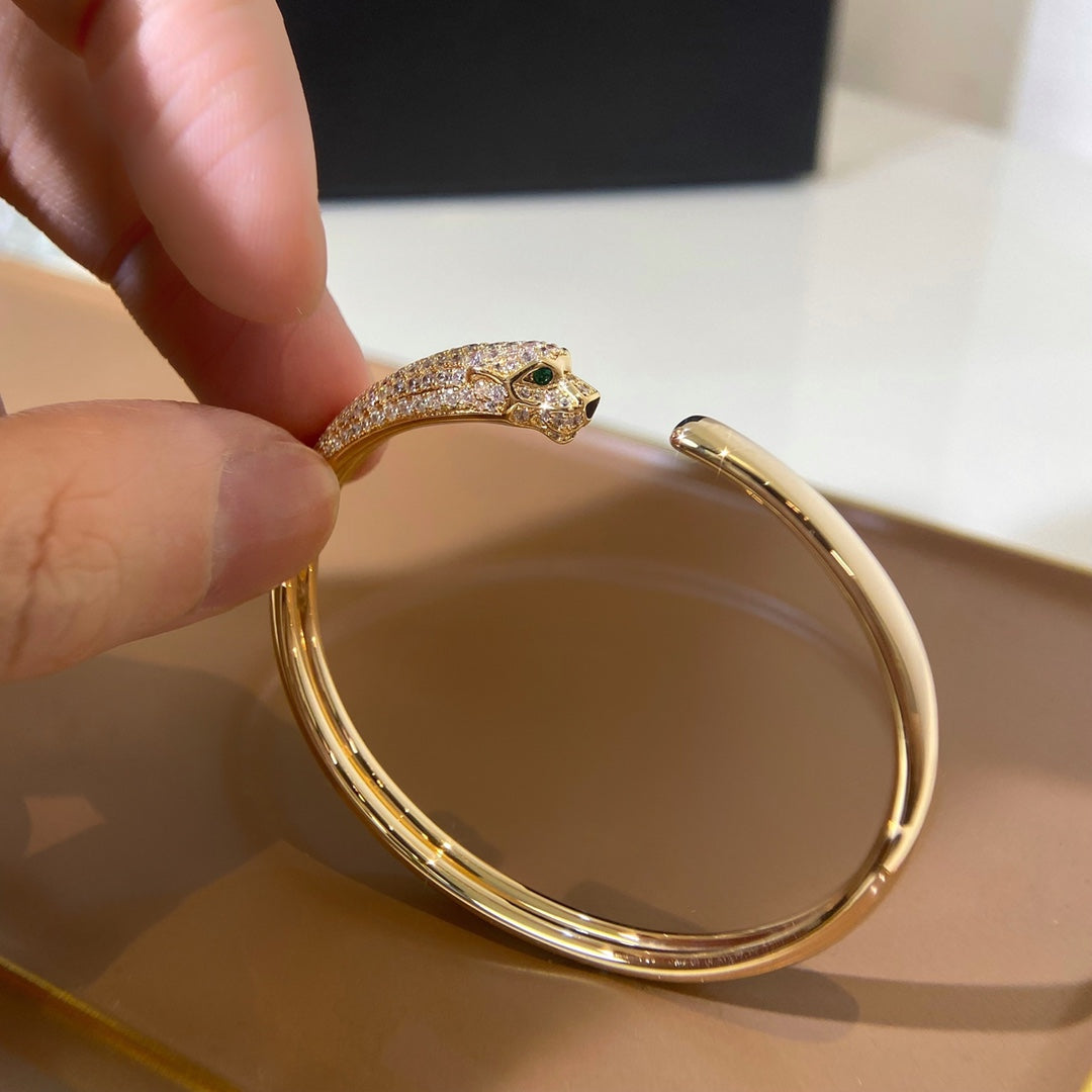 [Gaonasi]PANTHERE GOLD DIAMOND OPEN BRACELET
