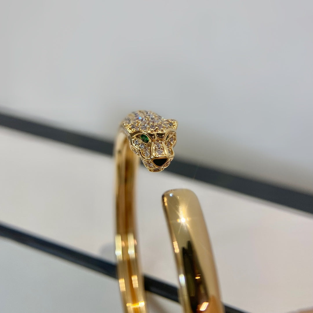 [Gaonasi]PANTHERE GOLD DIAMOND OPEN BRACELET