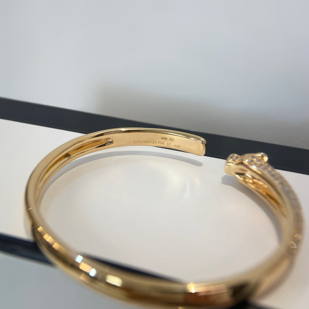 [Gaonasi]PANTHERE GOLD DIAMOND OPEN BRACELET