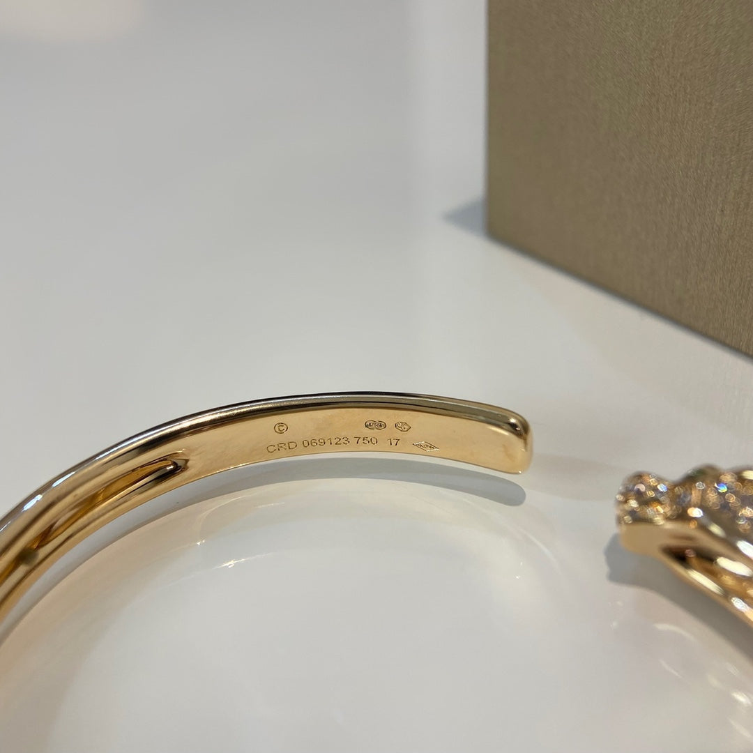 [Gaonasi]PANTHERE GOLD DIAMOND OPEN BRACELET