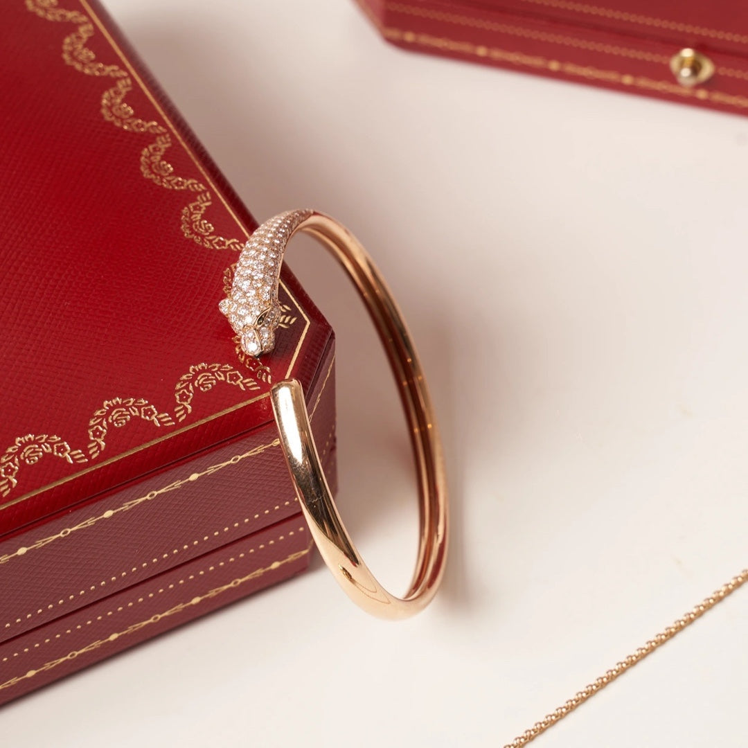 [Gaonasi]PANTHERE ROSE GOLD DIAMOND OPEN BRACELET