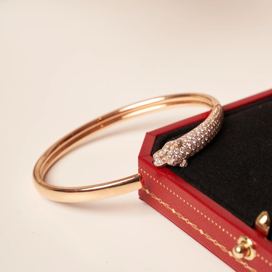 [Gaonasi]PANTHERE ROSE GOLD DIAMOND OPEN BRACELET