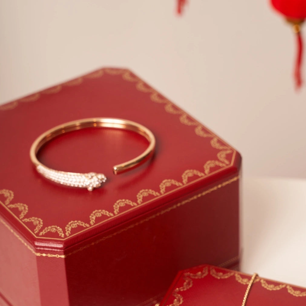 [Gaonasi]PANTHERE ROSE GOLD DIAMOND OPEN BRACELET