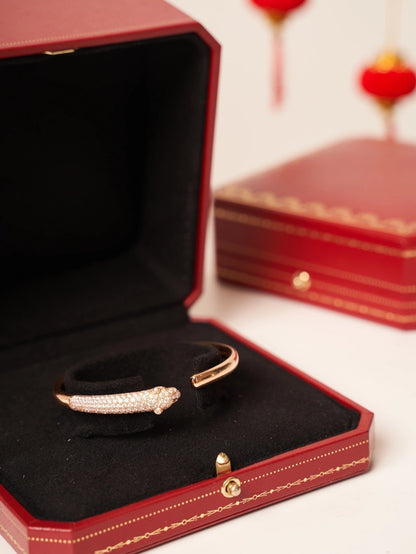 [Gaonasi]PANTHERE ROSE GOLD DIAMOND OPEN BRACELET