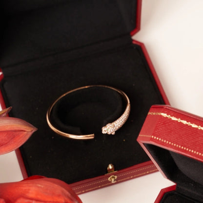 [Gaonasi]PANTHERE ROSE GOLD DIAMOND OPEN BRACELET