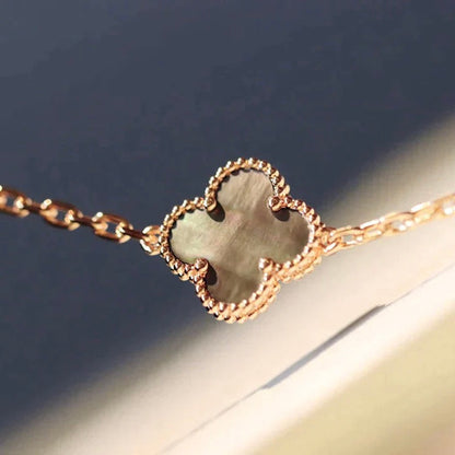[Gaonasi]CLOVER 20 MOTIFS DARK MOP DIAMOND  NECKLACE