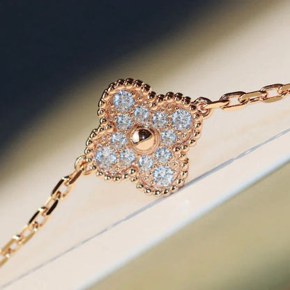 [Gaonasi]CLOVER 20 MOTIFS DARK MOP DIAMOND  NECKLACE