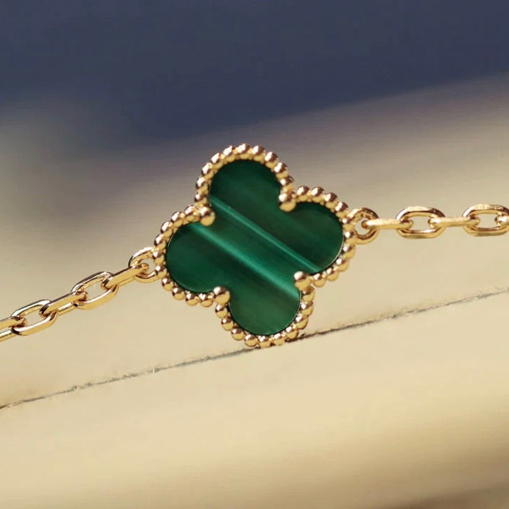 [Gaonasi]CLOVER 20 MOTIFS MALACHITE DIAMOND NECKLACE