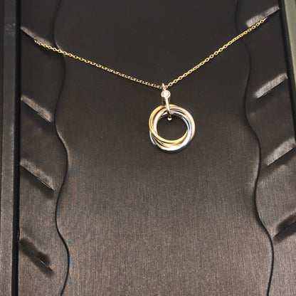 [Gaonasi]TRINITY SILVER GOLD PINK GOLD NECKLACE