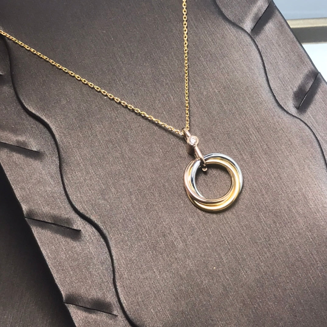 [Gaonasi]TRINITY SILVER GOLD PINK GOLD NECKLACE