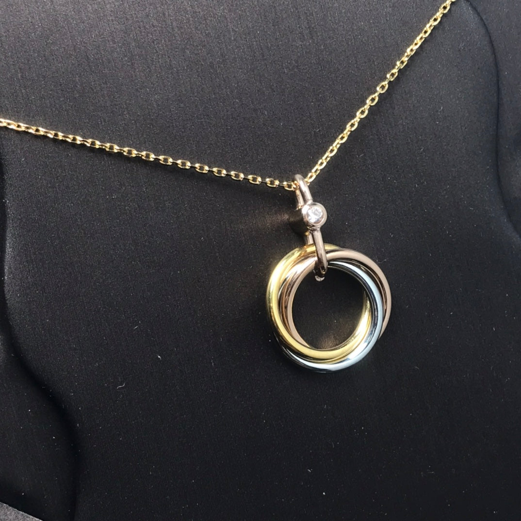 [Gaonasi]TRINITY SILVER GOLD PINK GOLD NECKLACE