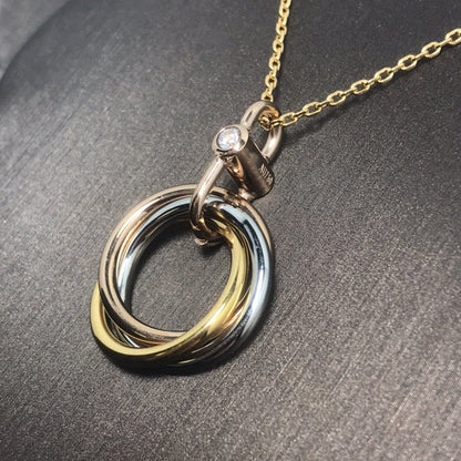 [Gaonasi]TRINITY SILVER GOLD PINK GOLD NECKLACE