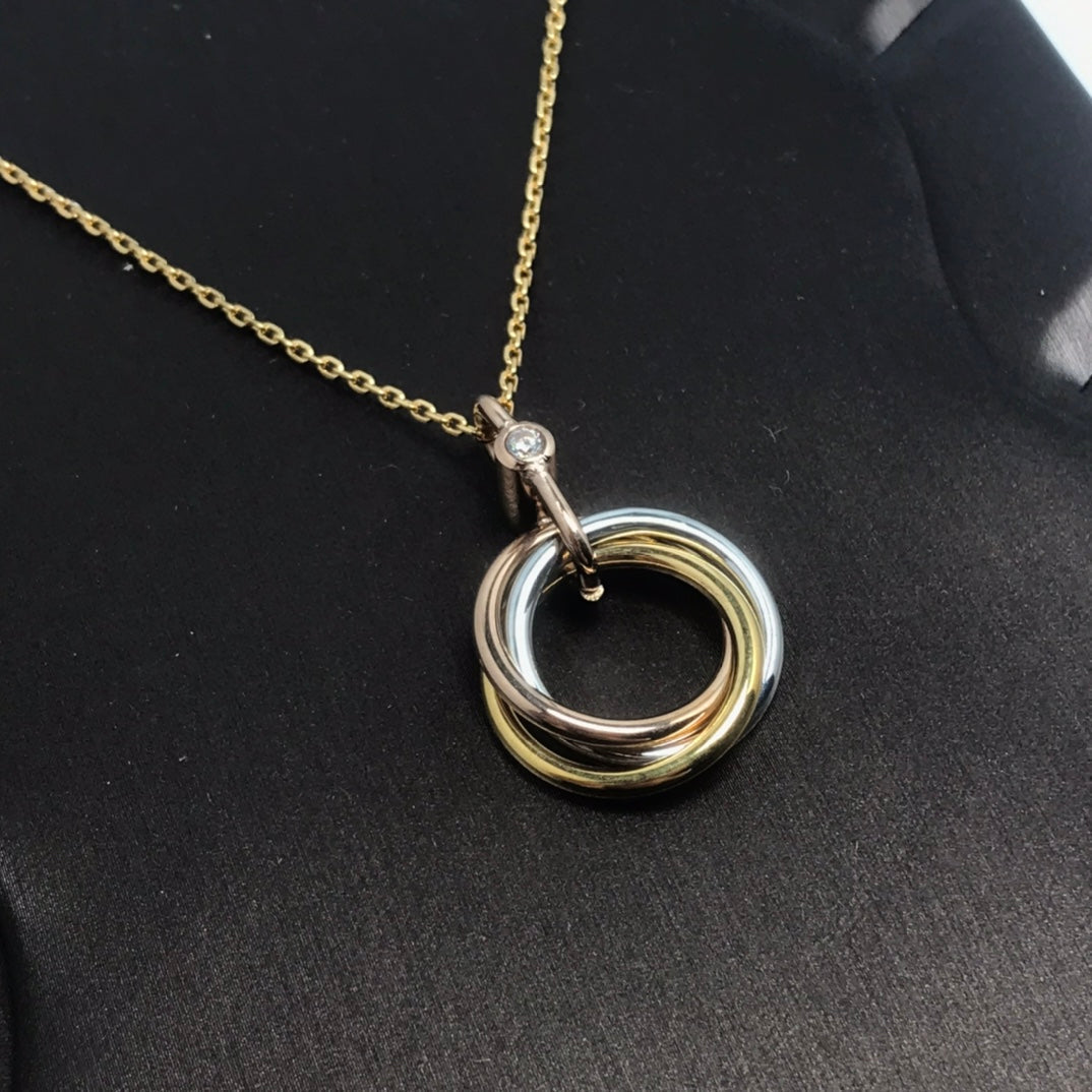 [Gaonasi]TRINITY SILVER GOLD PINK GOLD NECKLACE