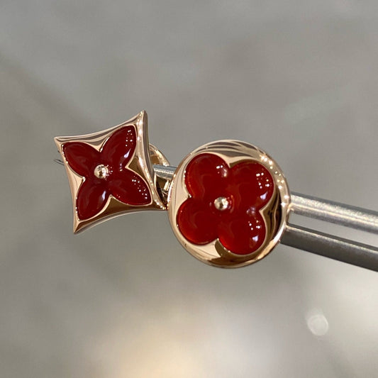 [Gaonasi]STAR AND SUN PINK GOLD CARNELIAN STUD EARRINGS