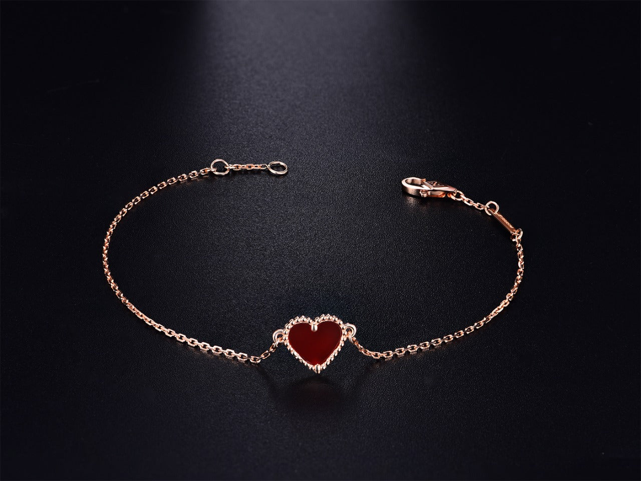 [Gaonasi]HEART CARNELIAN PINK GOLD BRACELET