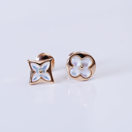 [Gaonasi]STAR AND SUN PINK GOLD MOP STUD EARRINGS