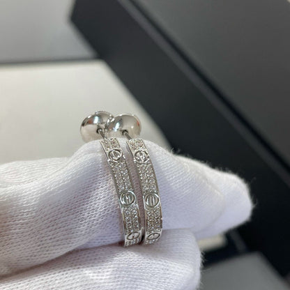 [Gaonasi]LOVE DIAMOND SILVER HOOP EARRINGS