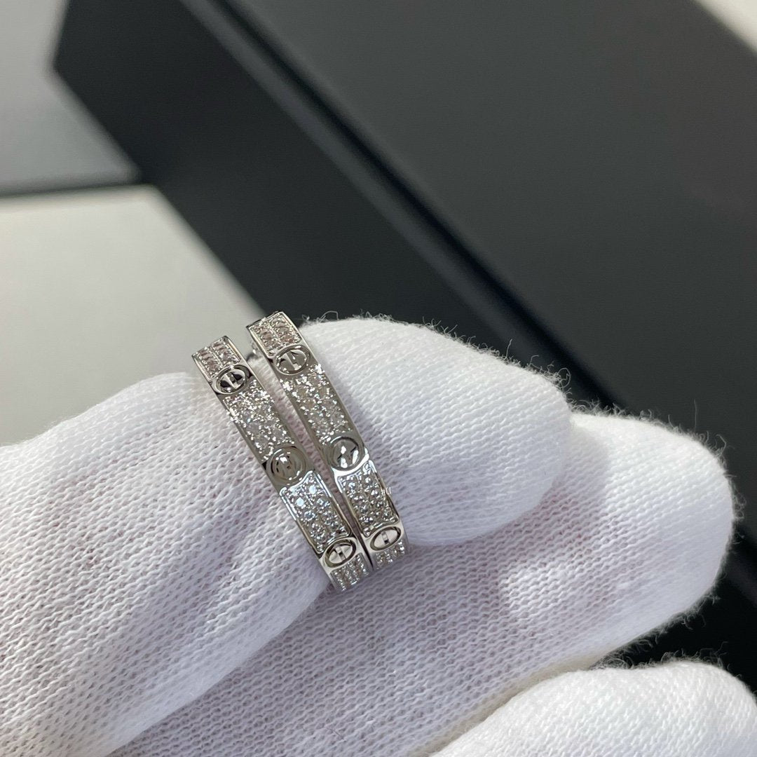[Gaonasi]LOVE DIAMOND SILVER HOOP EARRINGS