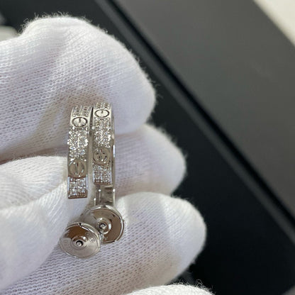 [Gaonasi]LOVE DIAMOND SILVER HOOP EARRINGS