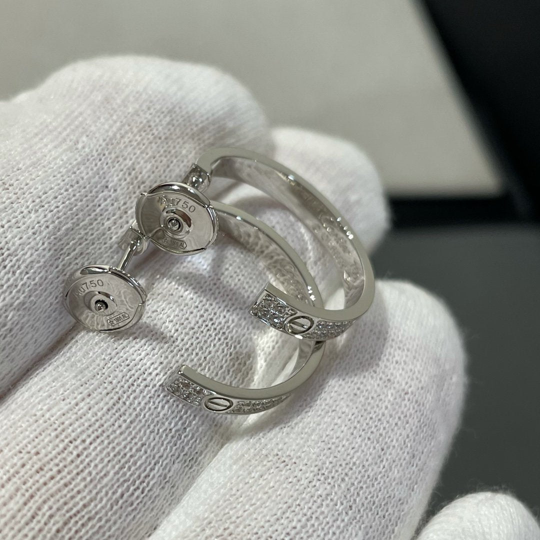 [Gaonasi]LOVE DIAMOND SILVER HOOP EARRINGS