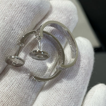 [Gaonasi]LOVE DIAMOND SILVER HOOP EARRINGS