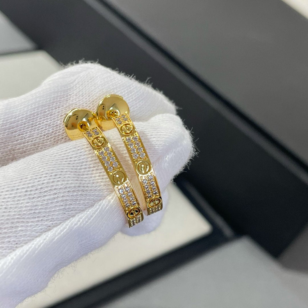 [Gaonasi]LOVE DIAMOND GOLD HOOP EARRINGS