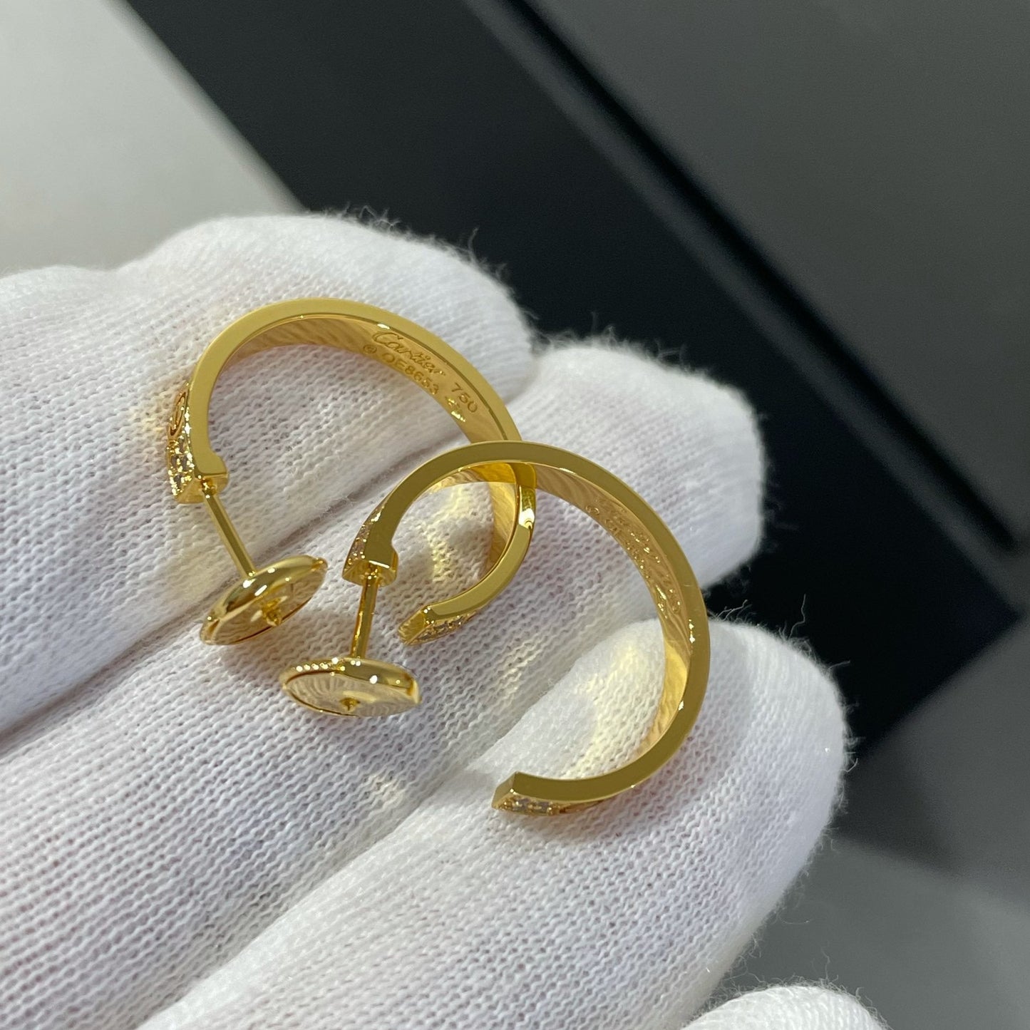 [Gaonasi]LOVE DIAMOND GOLD HOOP EARRINGS