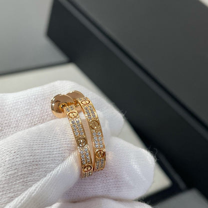 [Gaonasi]LOVE DIAMOND PINK GOLD HOOP EARRINGS