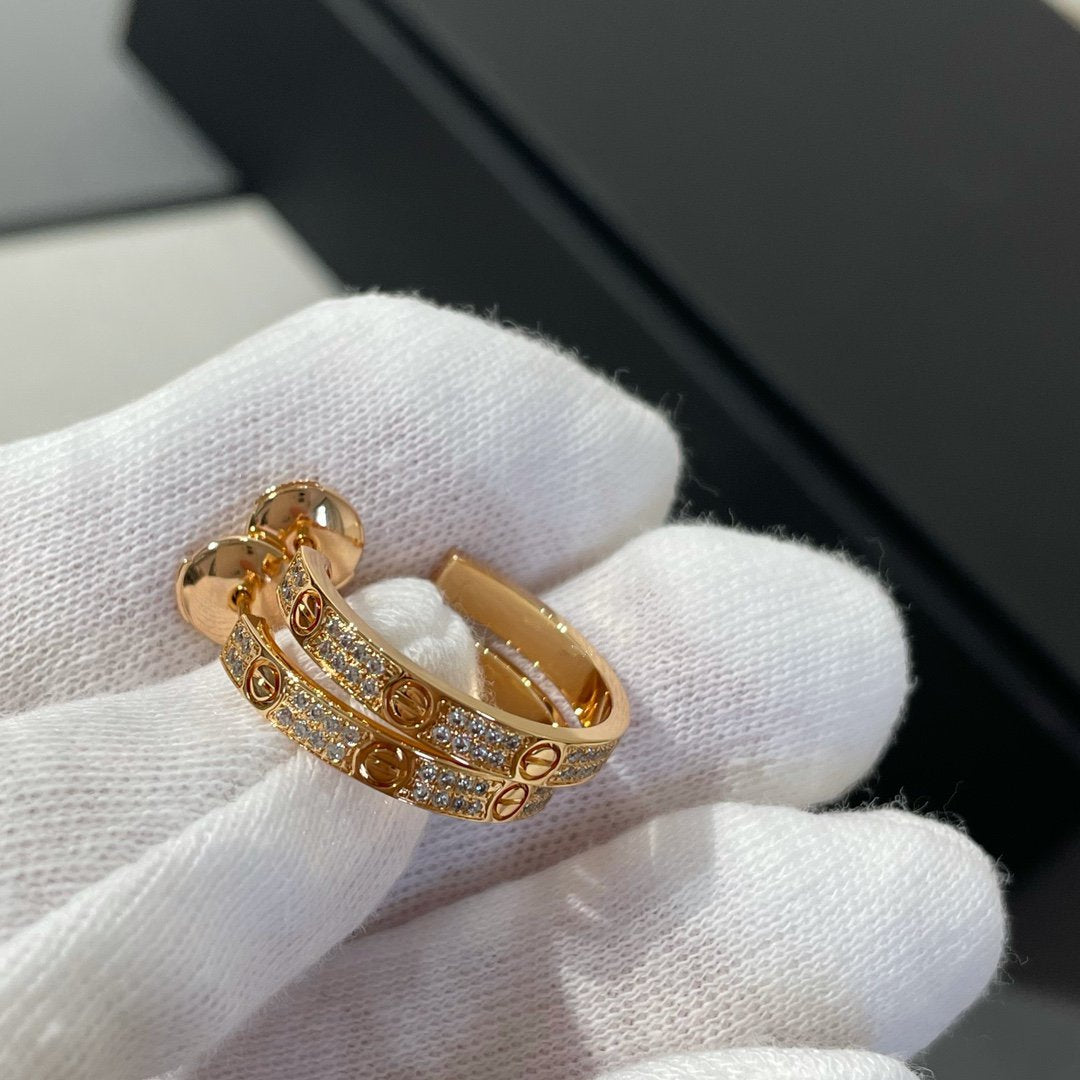 [Gaonasi]LOVE DIAMOND PINK GOLD HOOP EARRINGS