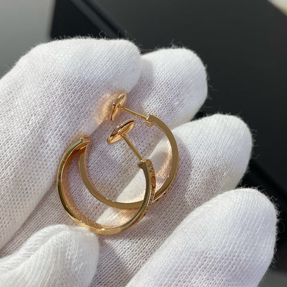 [Gaonasi]LOVE DIAMOND PINK GOLD HOOP EARRINGS