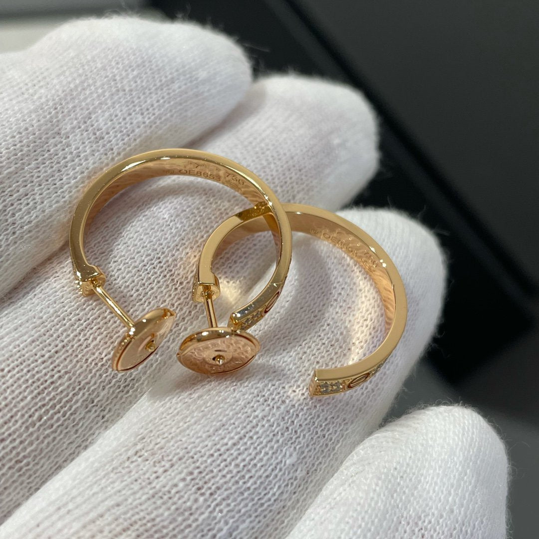 [Gaonasi]LOVE DIAMOND PINK GOLD HOOP EARRINGS