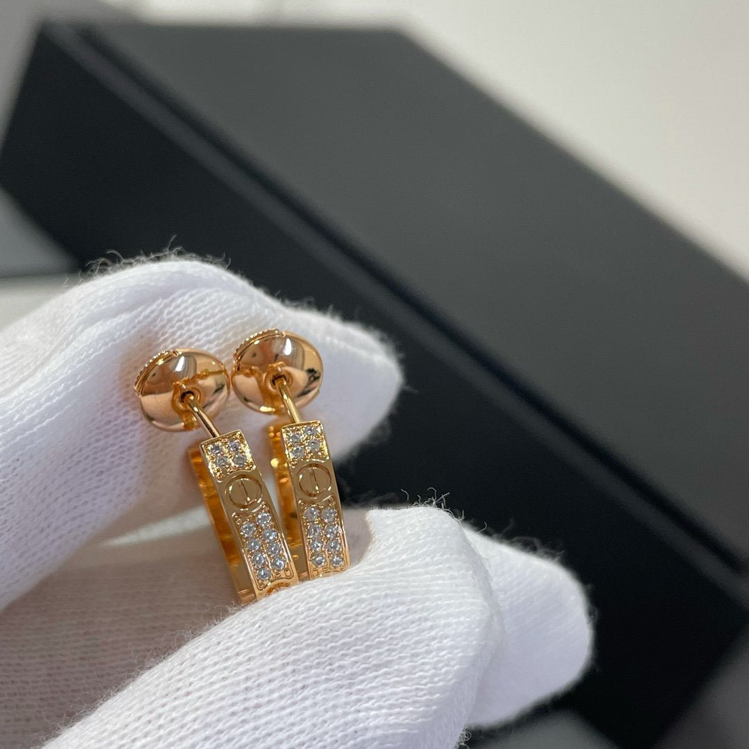 [Gaonasi]LOVE DIAMOND PINK GOLD HOOP EARRINGS