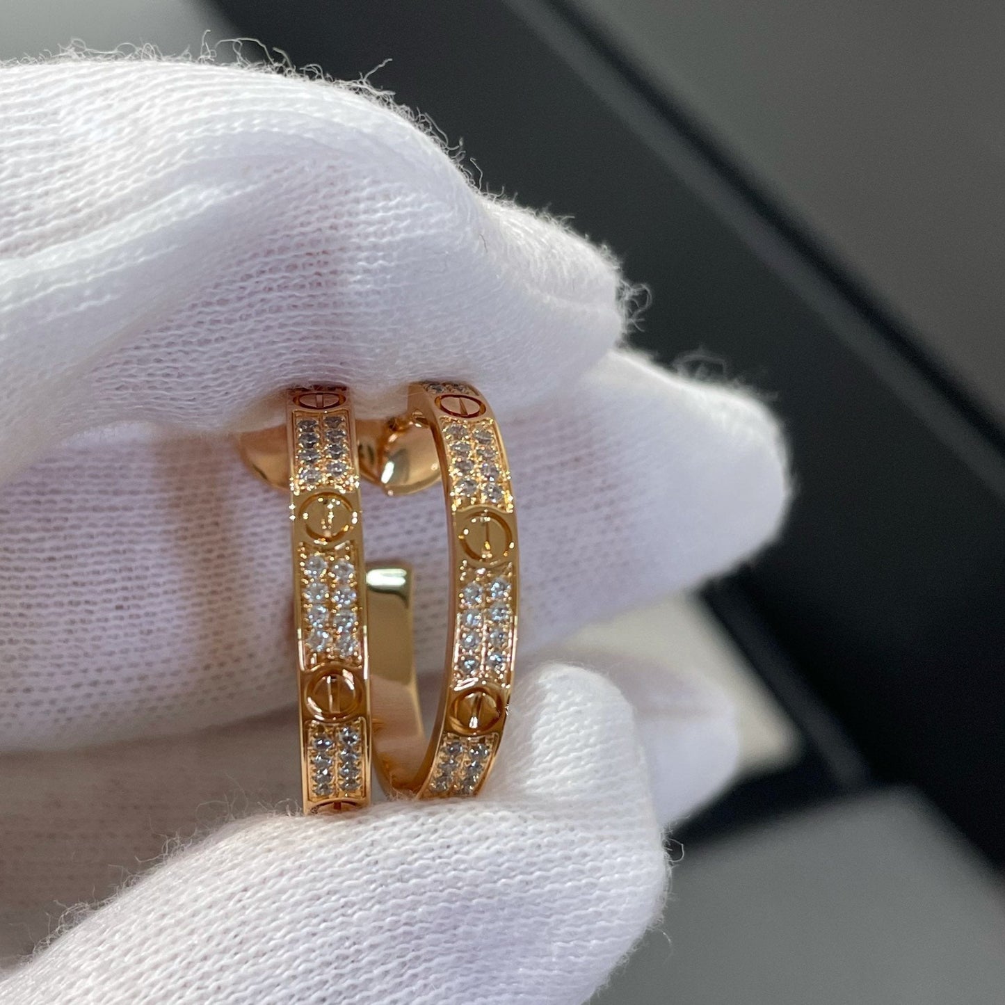 [Gaonasi]LOVE DIAMOND PINK GOLD HOOP EARRINGS