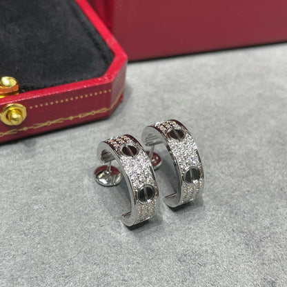 [Gaonasi]LOVE CERAMIC DIAMOND PAVED SILVER EARRINGS