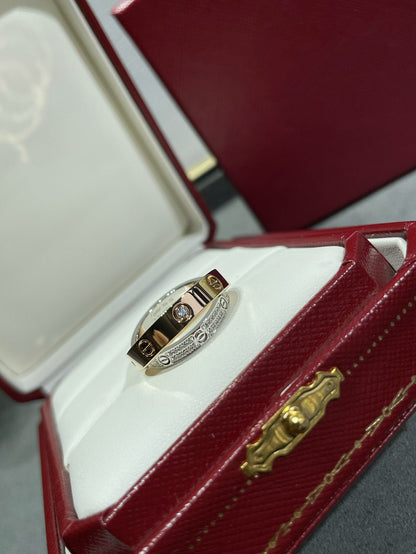 [Gaonasi]LOVE PINK GOLD SILVER DIAMOND DOUBLE RING