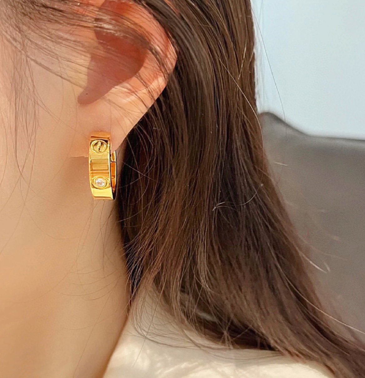 [Gaonasi]LOVE 5.5MM 1 DIAMOND EARRINGS