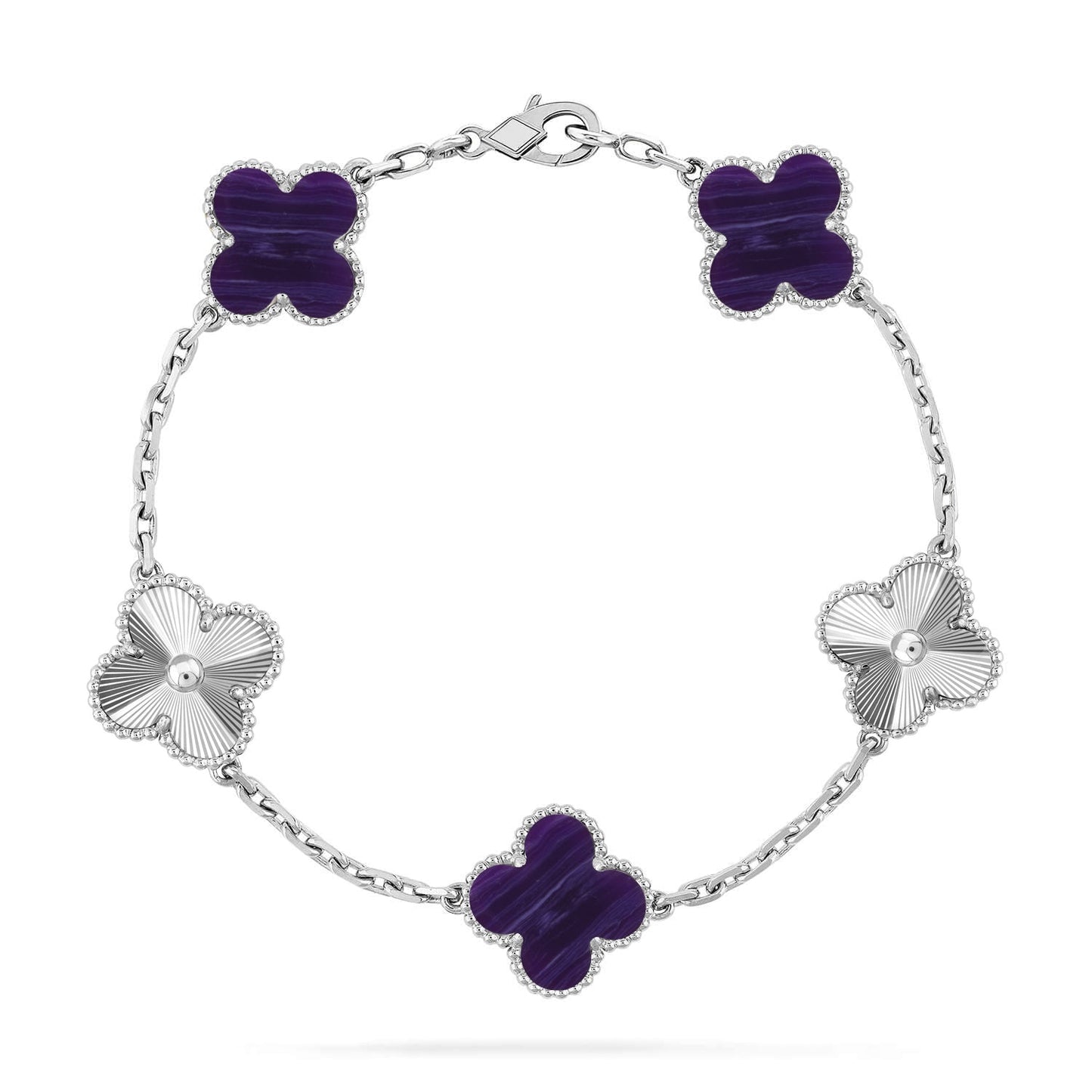 [Gaonasi]CLOVER 5 MOTIF PURPLE STRIPES BRACELET COLLECTION