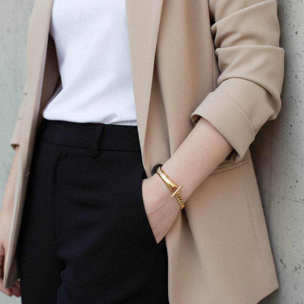 [Gaonasi]Myrna Chained Gold Bangle